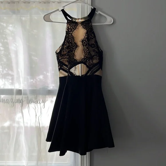 Luxxel Dresses | Front Is Skin Tone Back Is See Through Flowy at The Bottom Very Pretty | Color: Black/Tan | Size: 2 | Pm-16744935'S Closet